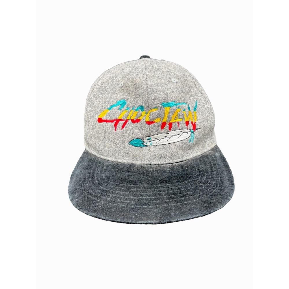 Cameo Choctaw Snapback Hat Mens OSFM Gray Wool Blend Excellent Feather Retro Cap
